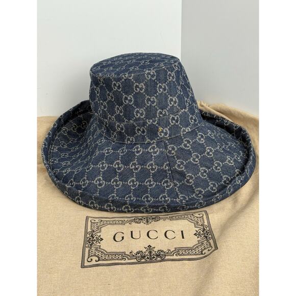 Gucci Blue Denim Wide Brim Hat - Picture 10 of 10